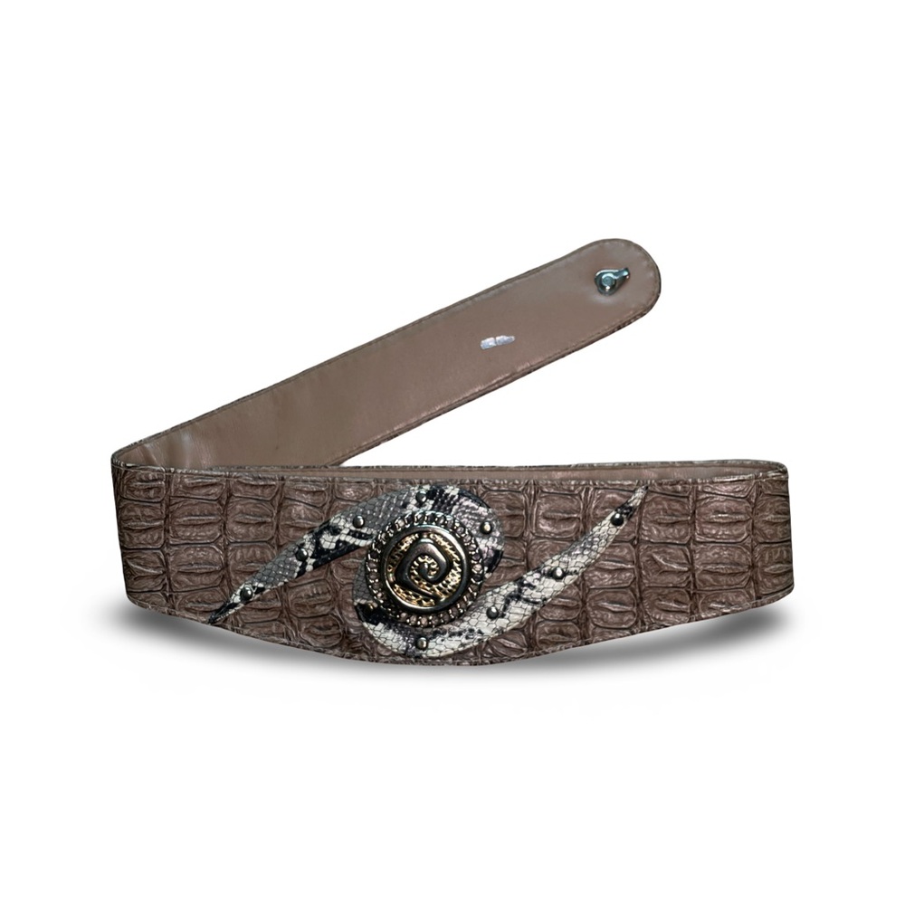 Elegant Brown Crocodile Pattern Belt
